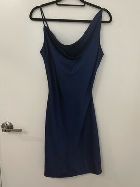 NWT Abercrombie Navy Asymmetrical Cowl Neck Dress